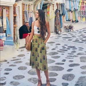 Floral Long Green Skirt